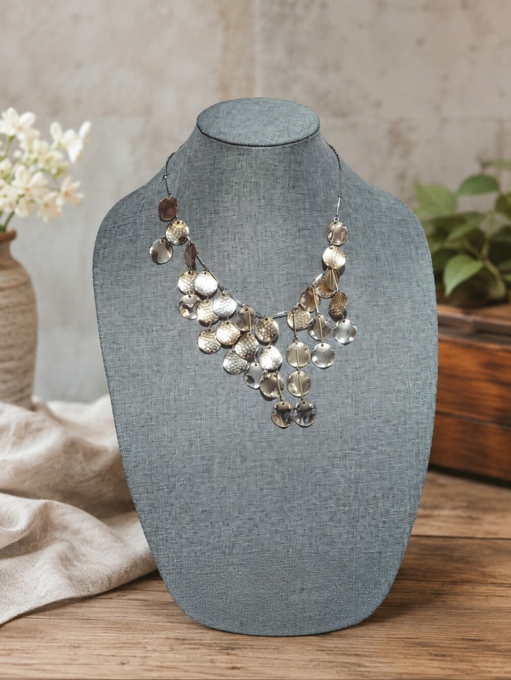 St. Thomas Boho Style Gold Silver Disc Necklace